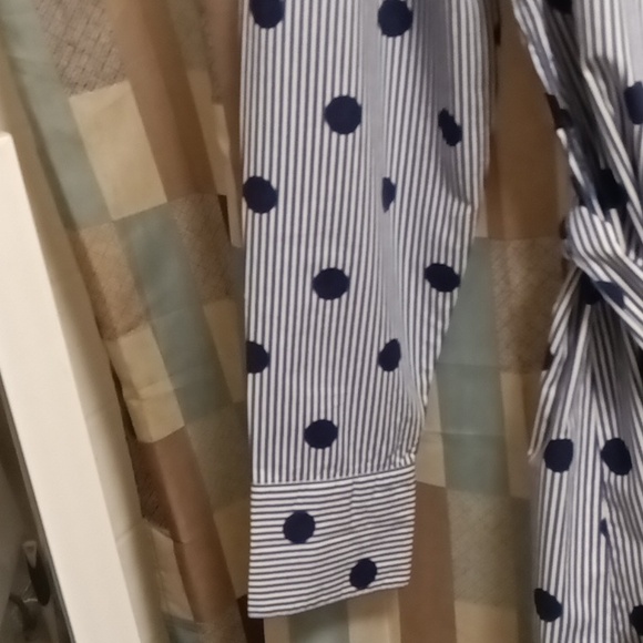 FINAL PRICE NWOT Boden blue/white striped shirt dress/navy polka dots/sash belt - Picture 6 of 15